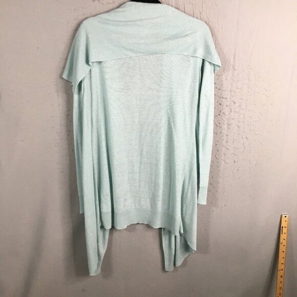 Theory Sweater Womens Large Blue Cardigan Open Front Waterfall Linen Lagenlook - Picture 3 of 15